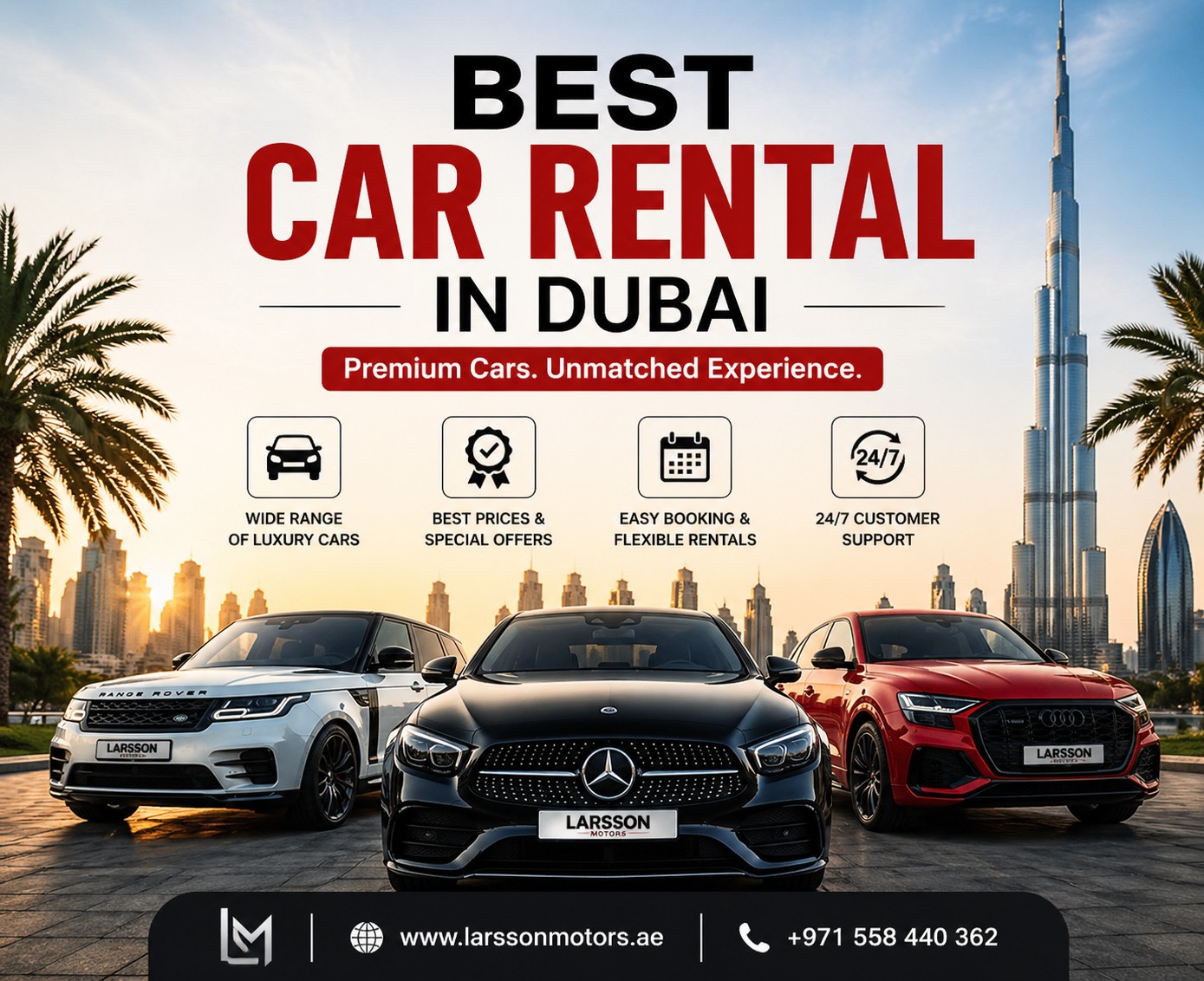 best car rental in Dubai luxury car ready for city drive