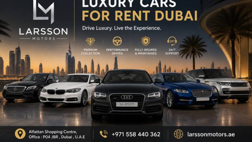 Luxury cars for rent Dubai with premium vehicles parked in Dubai city