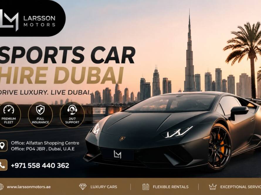 Luxury sports car hire Dubai near Downtown Dubai skyline