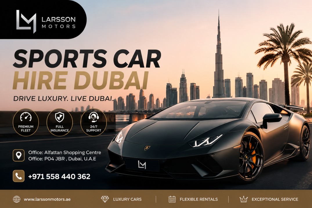Luxury sports car hire Dubai near Downtown Dubai skyline